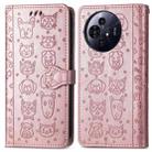 For TCL 50 Pro NxtPaper Cat and Dog Embossed Leather Phone Case(Rose Gold) - 2