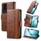 For TCL 50 5G CaseNeo Splicing Dual Magnetic Buckle Leather Phone Case(Brown) - 1