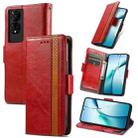 For TCL 50 5G CaseNeo Splicing Dual Magnetic Buckle Leather Phone Case(Red) - 1