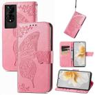 For TCL 50 5G Butterfly Love Flower Embossed Leather Phone Case(Pink) - 1