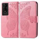 For TCL 50 5G Butterfly Love Flower Embossed Leather Phone Case(Pink) - 2