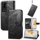 For TCL 50 5G Butterfly Love Flower Embossed Leather Phone Case(Black) - 1