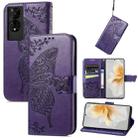 For TCL 50 5G Butterfly Love Flower Embossed Leather Phone Case(Purple) - 1