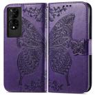 For TCL 50 5G Butterfly Love Flower Embossed Leather Phone Case(Purple) - 2