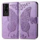 For TCL 50 5G Butterfly Love Flower Embossed Leather Phone Case(Lavender) - 2