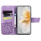 For TCL 50 5G Butterfly Love Flower Embossed Leather Phone Case(Lavender) - 3