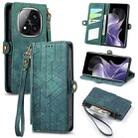 For Xiaomi Redmi Note 14 Pro+ 5G Geometric Zipper Wallet Side Buckle Leather Phone Case(Green) - 1