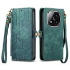 For Xiaomi Redmi Note 14 Pro+ 5G Geometric Zipper Wallet Side Buckle Leather Phone Case(Green) - 2