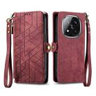 For Xiaomi Redmi Note 14 Pro+ 5G Geometric Zipper Wallet Side Buckle Leather Phone Case(Red) - 2