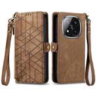 For Xiaomi Redmi Note 14 Pro+ 5G Geometric Zipper Wallet Side Buckle Leather Phone Case(Brown) - 2