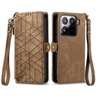 For Xiaomi 15 Pro Geometric Zipper Wallet Side Buckle Leather Phone Case(Brown) - 2