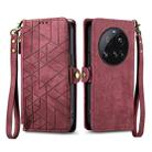 For Xiaomi 15 Ultra Geometric Zipper Wallet Side Buckle Leather Phone Case(Red) - 2