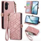 For Xiaomi Poco X7 Pro Geometric Zipper Wallet Side Buckle Leather Phone Case(Pink) - 1