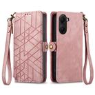 For Xiaomi Poco X7 Pro Geometric Zipper Wallet Side Buckle Leather Phone Case(Pink) - 2