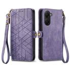 For Xiaomi Poco X7 Pro Geometric Zipper Wallet Side Buckle Leather Phone Case(Purple) - 2