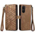 For Xiaomi Poco X7 Pro Geometric Zipper Wallet Side Buckle Leather Phone Case(Brown) - 2