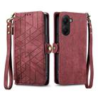 For Redmi Turbo 4 Geometric Zipper Wallet Side Buckle Leather Phone Case(Red) - 2