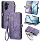 For Redmi Turbo 4 Geometric Zipper Wallet Side Buckle Leather Phone Case(Purple) - 1