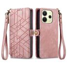 For Redmi Note 14 4G 164.84mm Geometric Zipper Wallet Side Buckle Leather Phone Case(Pink) - 2