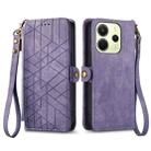 For Redmi Note 14 4G 164.84mm Geometric Zipper Wallet Side Buckle Leather Phone Case(Purple) - 2