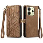 For Redmi Note 14 4G 164.84mm Geometric Zipper Wallet Side Buckle Leather Phone Case(Brown) - 2