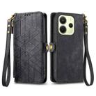 For Redmi Note 14 4G 164.84mm Geometric Zipper Wallet Side Buckle Leather Phone Case(Black) - 2