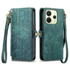 For Redmi Note 14 4G 163.25mm Geometric Zipper Wallet Side Buckle Leather Phone Case(Green) - 2