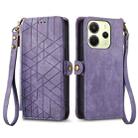 For Redmi Note 14 4G 163.25mm Geometric Zipper Wallet Side Buckle Leather Phone Case(Purple) - 2