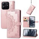 For Xiaomi Redmi Note 14 5G Mandala Flower Embossed Leather Phone Case(Rose Gold) - 1