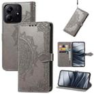 For Xiaomi Redmi Note 14 5G Mandala Flower Embossed Leather Phone Case(Gray) - 1