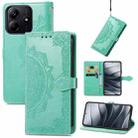 For Xiaomi Redmi Note 14 5G Mandala Flower Embossed Leather Phone Case(Green) - 1