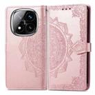 For Xiaomi Redmi Note 14 Pro 5G Mandala Flower Embossed Leather Phone Case(Rose Gold) - 2