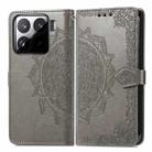 For Xiaomi 15 Mandala Flower Embossed Leather Phone Case(Gray) - 2