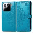For Xiaomi 15 Pro Mandala Flower Embossed Leather Phone Case(Blue) - 2
