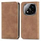 For Xiaomi Redmi Note 14 Pro 5G Retro Skin Feel Magnetic Flip Leather Phone Case(Brown) - 2