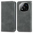 For Xiaomi Redmi Note 14 Pro 5G Retro Skin Feel Magnetic Flip Leather Phone Case(Gray) - 2
