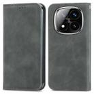 For Xiaomi Redmi Note 14 Pro+ 5G Retro Skin Feel Magnetic Flip Leather Phone Case(Gray) - 2