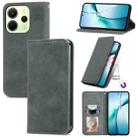 For Redmi Note 14 4G 164.84mm Retro Skin Feel Magnetic Flip Leather Phone Case(Gray) - 1