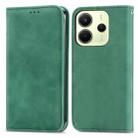 For Redmi Note 14 4G 163.25mm Retro Skin Feel Magnetic Flip Leather Phone Case(Green) - 2