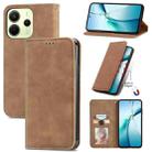 For Redmi Note 14 4G 163.25mm Retro Skin Feel Magnetic Flip Leather Phone Case(Brown) - 1