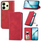 For Redmi Note 14 4G 163.25mm Retro Skin Feel Magnetic Flip Leather Phone Case(Red) - 1
