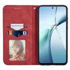 For Redmi Note 14 4G 163.25mm Retro Skin Feel Magnetic Flip Leather Phone Case(Red) - 3