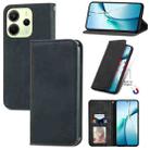 For Redmi Note 14 4G 163.25mm Retro Skin Feel Magnetic Flip Leather Phone Case(Black) - 1