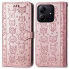For Xiaomi Redmi Note 14 5G Cat and Dog Embossed Leather Phone Case(Rose Gold) - 2