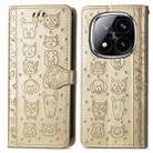 For Xiaomi Redmi Note 14 Pro 5G Cat and Dog Embossed Leather Phone Case(Gold) - 2