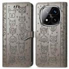 For Xiaomi Redmi Note 14 Pro 5G Cat and Dog Embossed Leather Phone Case(Gray) - 2