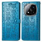 For Xiaomi Redmi Note 14 Pro+ 5G Cat and Dog Embossed Leather Phone Case(Blue) - 2
