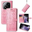 For Xiaomi Redmi Note 14 Pro+ 5G Cat and Dog Embossed Leather Phone Case(Pink) - 1