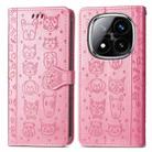 For Xiaomi Redmi Note 14 Pro+ 5G Cat and Dog Embossed Leather Phone Case(Pink) - 2