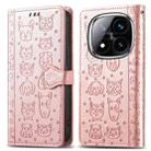 For Xiaomi Redmi Note 14 Pro+ 5G Cat and Dog Embossed Leather Phone Case(Rose Gold) - 2
